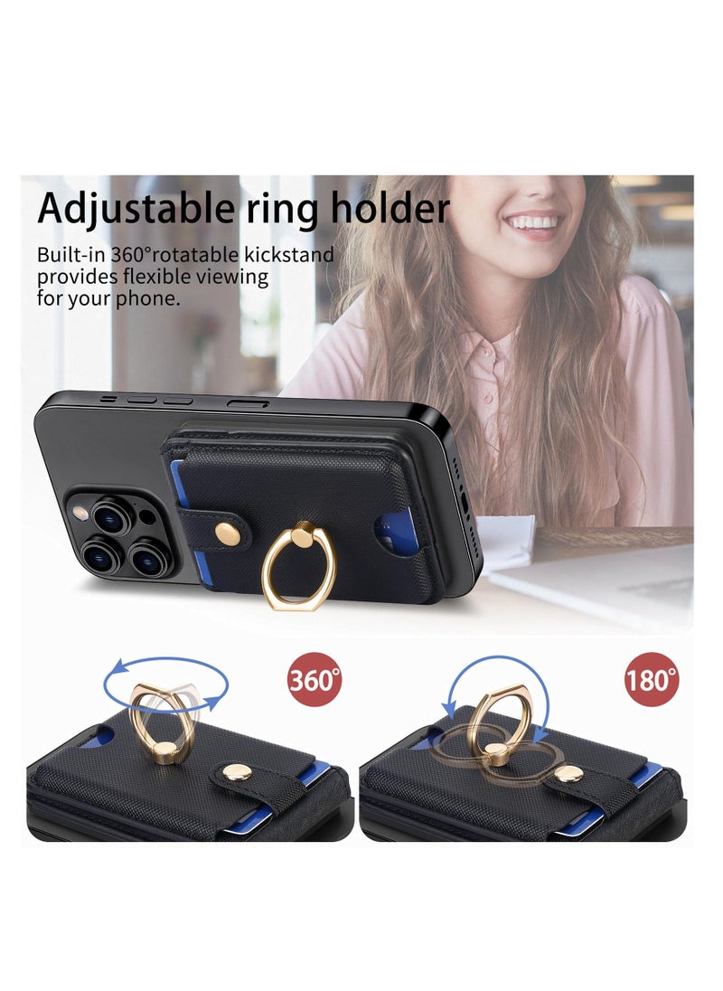 Excefore - Magnetic Wallet, Two-Way Stand Freely Adjustable, Compatible with MagSafe Wallet, Magnetic Wallet with Security Grip Ring, Magnetic Pop Socket for iPhone 15/14/13/12 Series, Black - Image 1