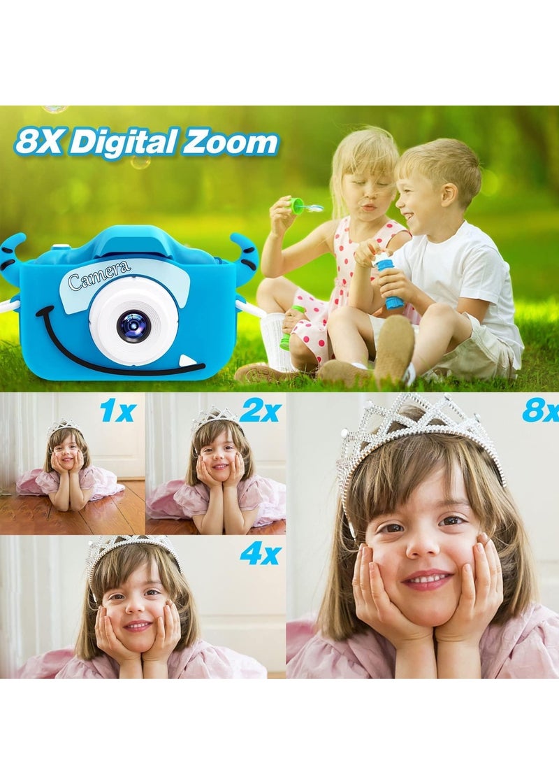 ELTRAZONE Kids Camera Toys for 3-8 Year Old Boys – Digital Video Camcorder with Cartoon Soft Silicone Cover, 32GB SD Card Included, Best Birthday & Festival Gift (Light Blue)  - Image 5