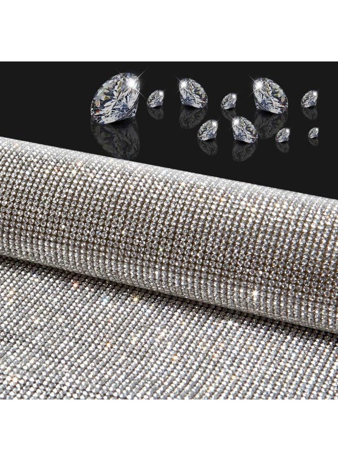 Woniutch Large Self-Adhesive Bling Rhinestone Sheet Stickers, DIY Craft, Crystal Diamond Decals for Car/Phone/Laptop etc (15.8" x 9.5") (Silver) - Image 1