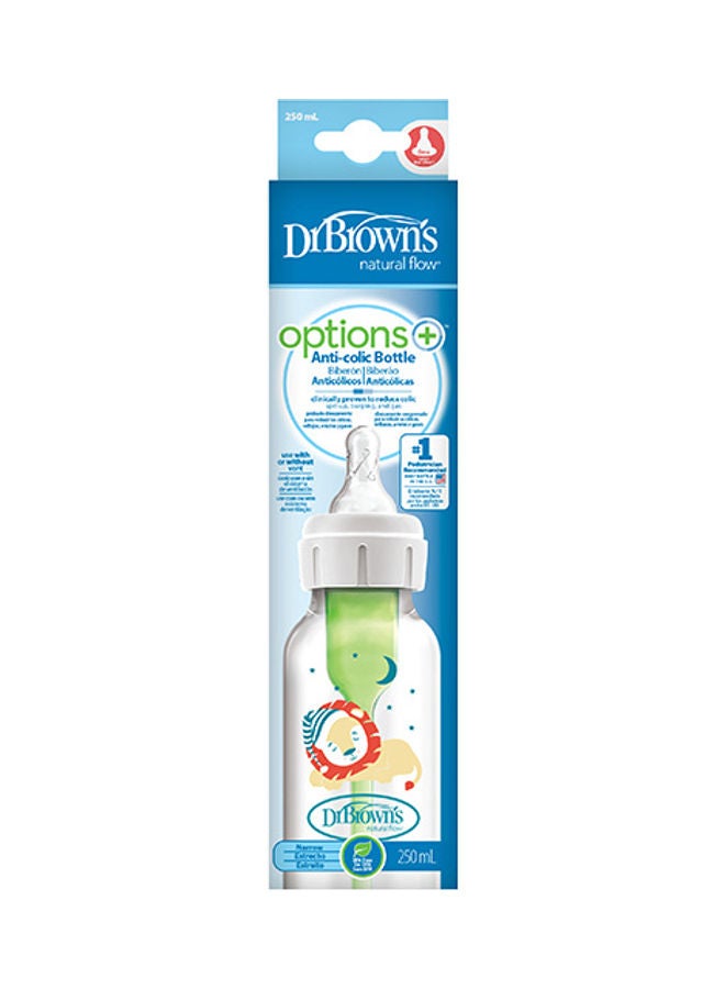 Dr. Brown’s 8 Oz/250 Ml Anti-Colic Pp Narrow Options+ Bottle, Lion Deco, 1-Pack - Image 1
