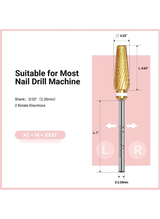 MelodySusie Upgrade 5 in 1 Nail Drill Bits, 3/32'' Carbide Tungsten Multi-function Mixed Sizes Edition, Suitable for Manicure Pedicure Cuticle Gel Polishing, Professional Advanced Bits, Series Bit X - Image 4