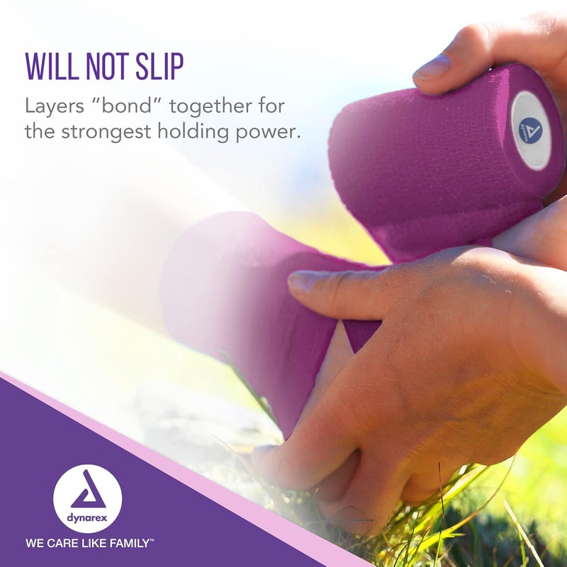 Dynarex 3296 SensiWrap SelfAdherent Bandage Roll Purple 1 x 5 yard Size 180 Length 1 Width Pack of 30 - Image 4