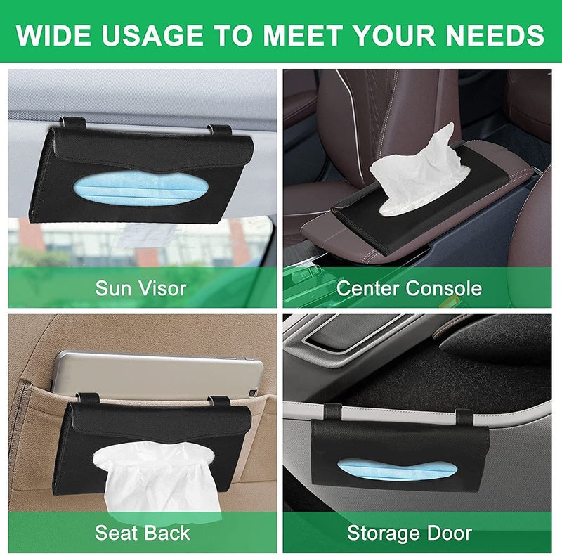 AUTOMODIFIER Car Tissue Holder for Sun Visor - car Tissue Box Include Tissue, Tissue Holder for car Visor, Napkin Holder, car Door Rear Pocket Tissue Box (Black) - Image 5