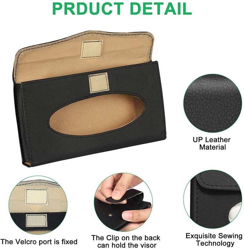 AUTOMODIFIER Car Tissue Holder for Sun Visor - car Tissue Box Include Tissue, Tissue Holder for car Visor, Napkin Holder, car Door Rear Pocket Tissue Box (Black) - Image 2