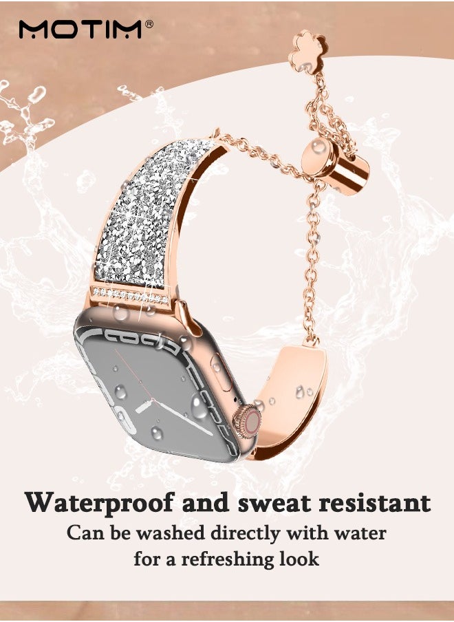 Motim - Metal Band for Apple Watch 41mm 40 mm 38 mm, Diamond Rhinestone Bling Bangle Bracelet Strap, Women iWatch Replacement Band Wrist Band SE/Series 10/9/8/7/6/5/4/3/2/1 - Image 1