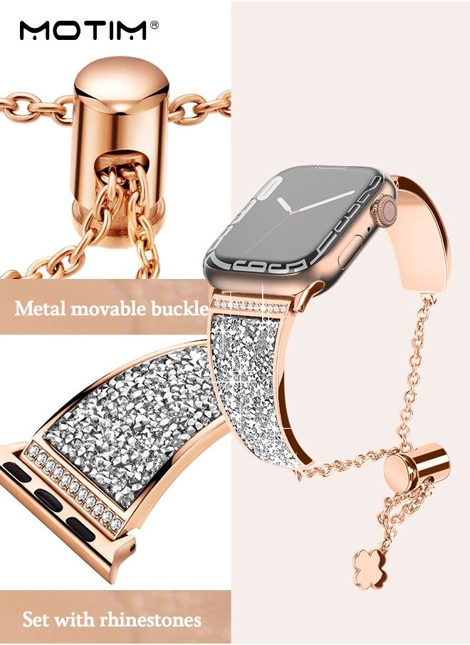 Motim - Metal Band for Apple Watch 41mm 40 mm 38 mm, Diamond Rhinestone Bling Bangle Bracelet Strap, Women iWatch Replacement Band Wrist Band SE/Series 10/9/8/7/6/5/4/3/2/1 - Image 1