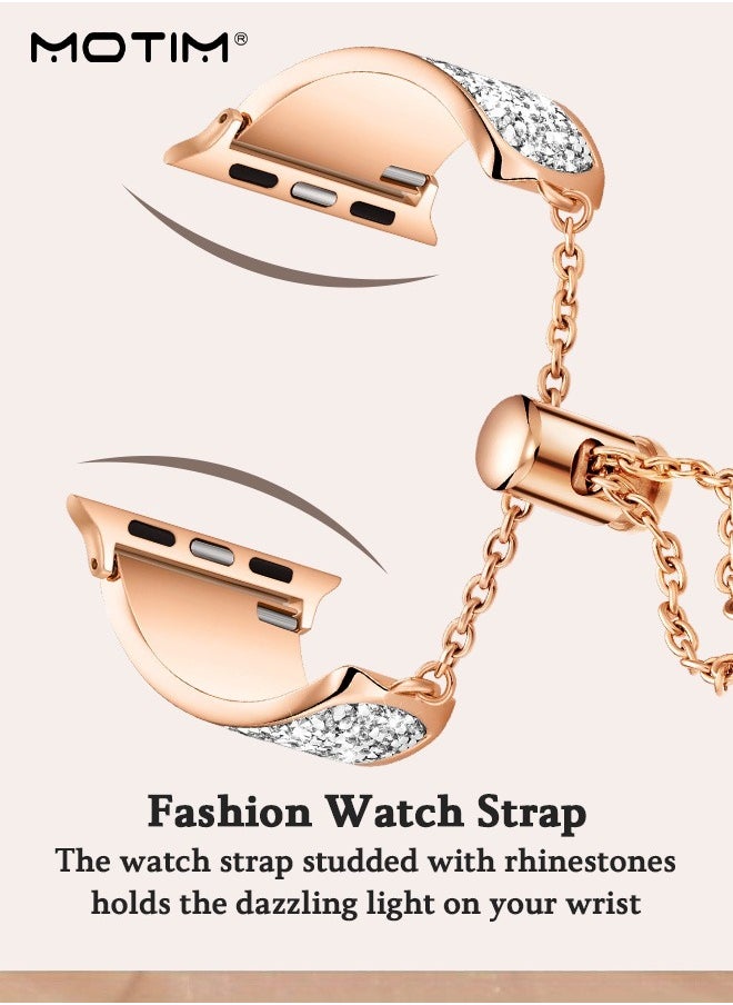 Motim - Metal Band for Apple Watch 41mm 40 mm 38 mm, Diamond Rhinestone Bling Bangle Bracelet Strap, Women iWatch Replacement Band Wrist Band SE/Series 10/9/8/7/6/5/4/3/2/1 - Image 1