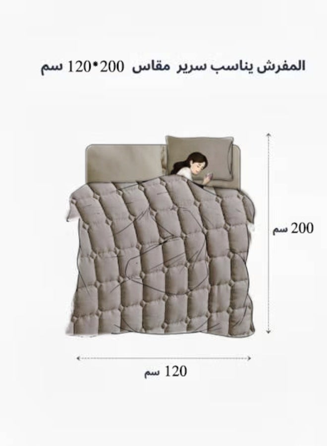 مون مفرش سرير نفر ونص سادة مبطن مضغوط بتصميم مربعات أنيق – 4 قطع – لحاف 170×220 سم – شرشف مغاط عميق 120×200+35 سم مع غطاء وسادة وغطاء مخدة ديكور - Image 5