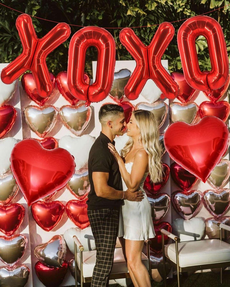لافوار بالونات XOXO حمراء على شكل قلب أحمر مقاس 40.64 سم، 6 قطع بالونات حروف XOXO حمراء على شكل قلب أحمر لعيد الحب، لافتة بالونات لعيد الحب وحفلات الزفاف وديكورات الحفلات باللون الأحمر XOXO - Image 3