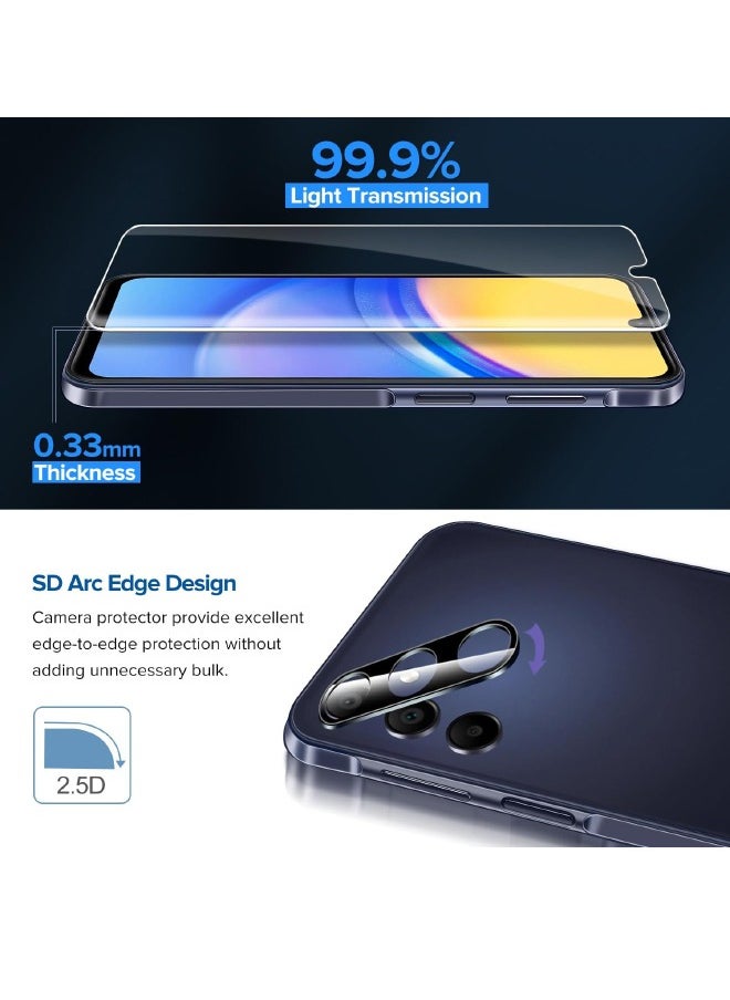 Glass - 2 Pack Samsung Galaxy A15 5G / 4G Screen Protector + 2 Pack Camera Lens Protector, 9H Hardness, Upgraded HD Tempered Glass, Touch Sensitive, Bubble Free, Case Friendly (Boxed, 2+2 Pack) - Image 1
