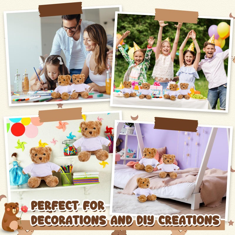 Blueweenly 20 Pcs Make Your Own Stuffed Animal Kit Including 9.84 Inches Velvet Animal White T Shirt 12 Colors Pens And Thank You Card Diy Stuffed Plush Gift For Crafts(Khaki Bear) - Image 5