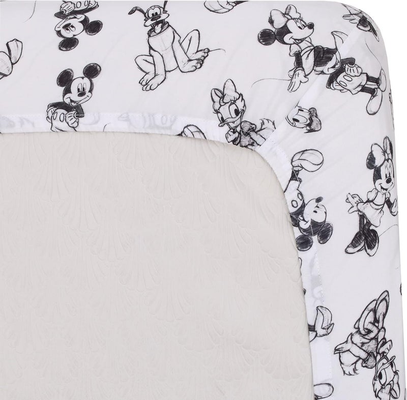 Disney Mickey Mouse Fitted Crib Sheet with Minnie Mouse, Donald Duck, and Pluto - Charcoal and Black Design - Image 4