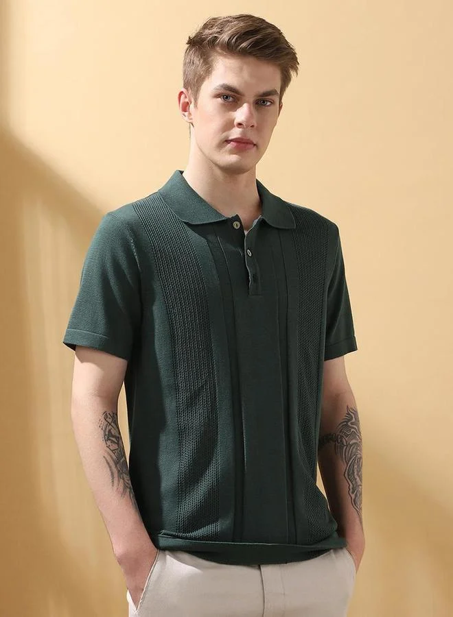 Dennis Lingo Dennis lingo Men Green Relaxed Fit Flat Knit Polo