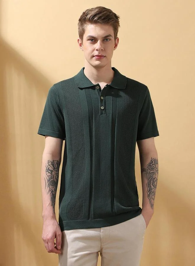 Dennis Lingo Dennis lingo Men Green Relaxed Fit Flat Knit Polo