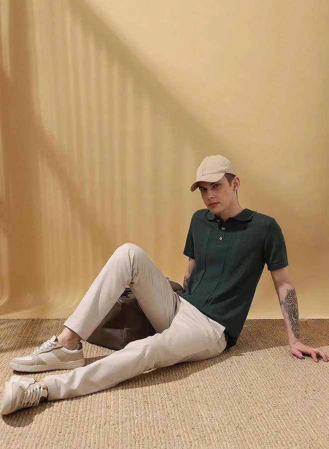 Dennis Lingo Dennis lingo Men Green Relaxed Fit Flat Knit Polo