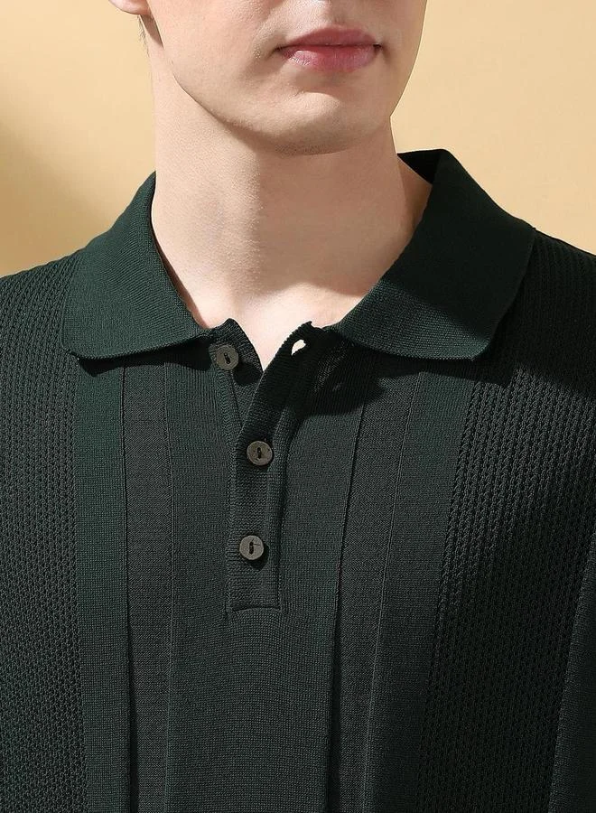 Dennis Lingo Dennis lingo Men Green Relaxed Fit Flat Knit Polo