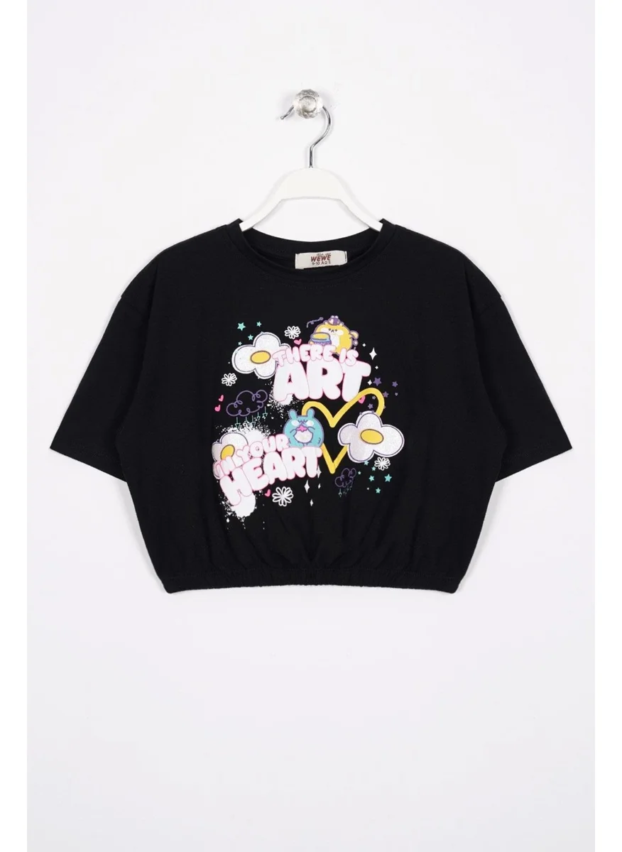 WEWE We There Is Art Printed Black Color Girls T-Shirt