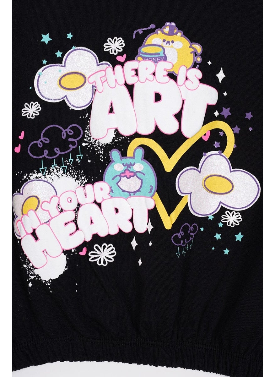WEWE - We There Is Art Printed Black Color Girls T-Shirt - Image 1