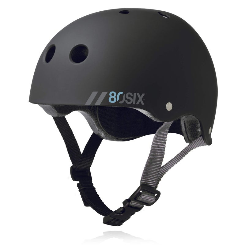 80Six Dual Certified Kids Bike, Scooter, and Skateboard Helmet, Black Matte, Junior - Ages 5+ - Image 1
