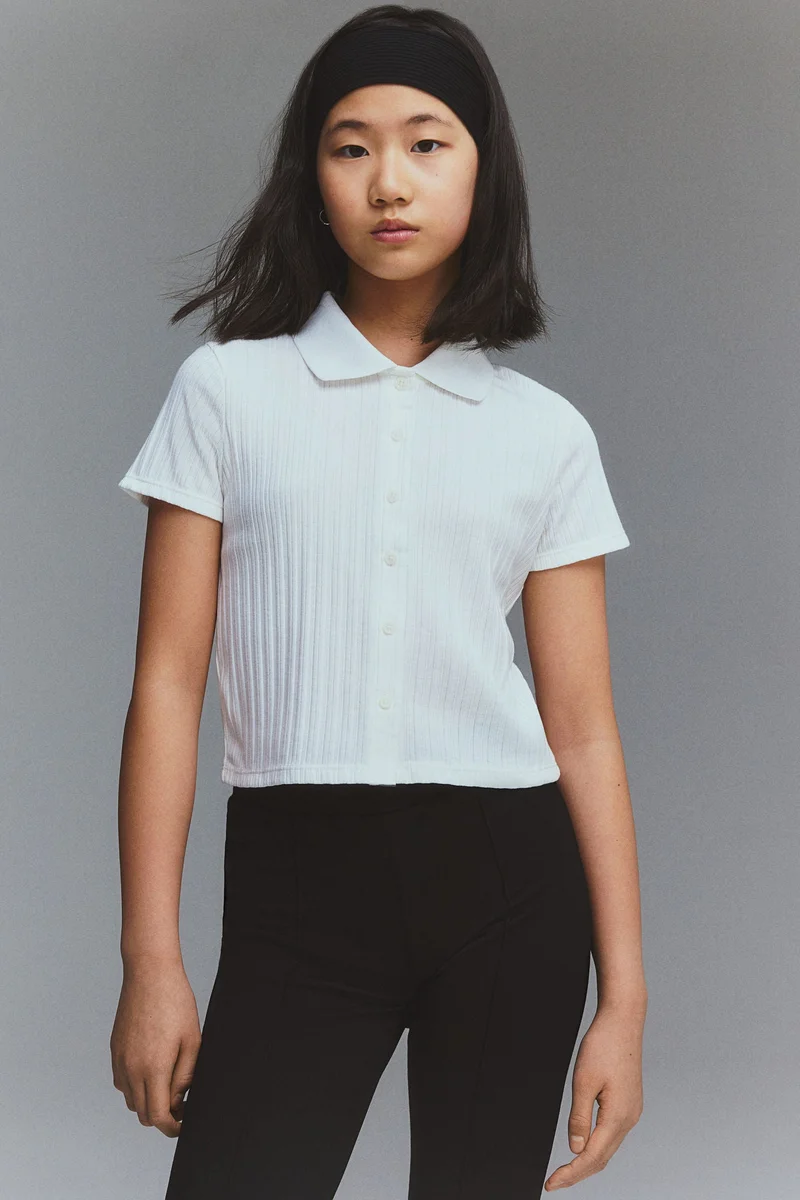 اتش اند ام بلوزة من خامة مرنة