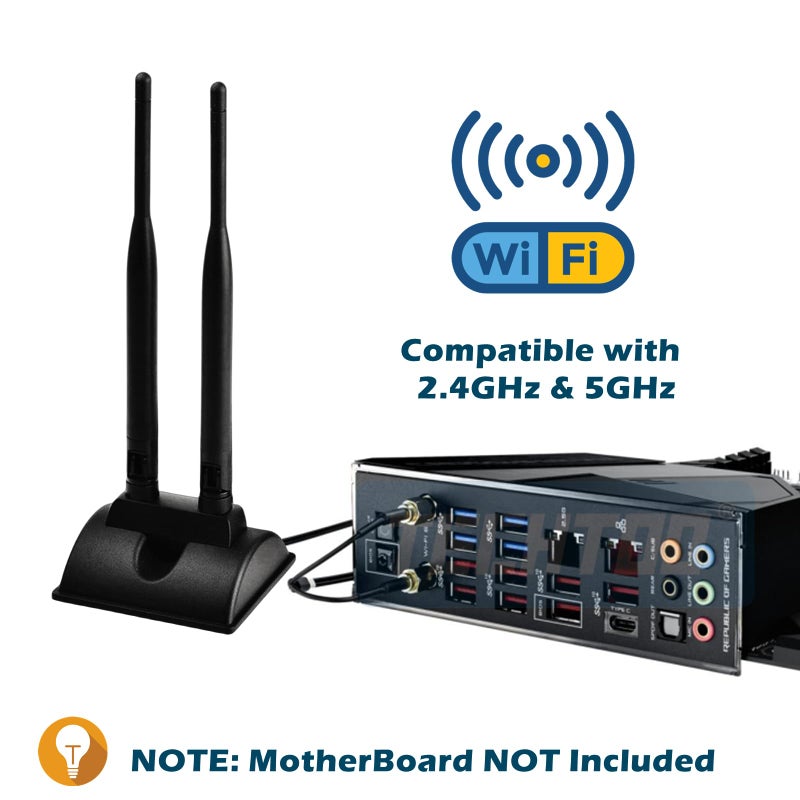 TECHTOO WiFi Antenna Dual Band 2.4GHz - 5.8GHz with RP-SMA Connector Magnetic Base for Wireless Network Router - USB Adapter - PCI PCIe Cards - Signal Booster - Access Point - Wireless Range Extender - Image 2