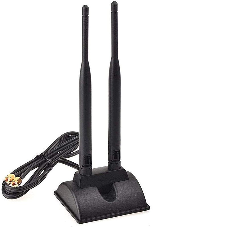TECHTOO WiFi Antenna Dual Band 2.4GHz - 5.8GHz with RP-SMA Connector Magnetic Base for Wireless Network Router - USB Adapter - PCI PCIe Cards - Signal Booster - Access Point - Wireless Range Extender - Image 1