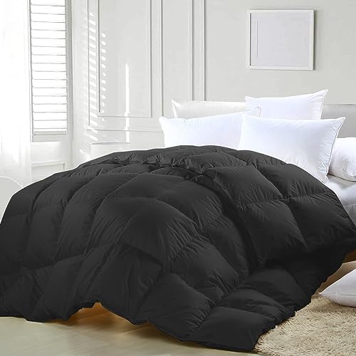 zzlamb All Season Warm Feather Down Comforter Lightweight Duvet Insert, Durable Cotton-Blended Down Proof Shell Duvet Insert with Corner Tabs, Light Comforter King Size 106''x90'' White - Image 1