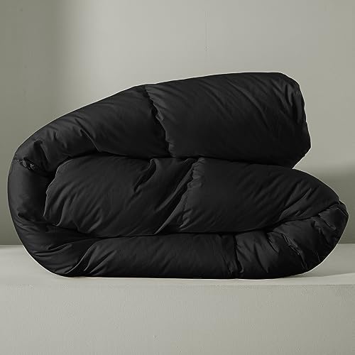 zzlamb All Season Warm Feather Down Comforter Lightweight Duvet Insert, Durable Cotton-Blended Down Proof Shell Duvet Insert with Corner Tabs, Light Comforter King Size 106''x90'' White - Image 3