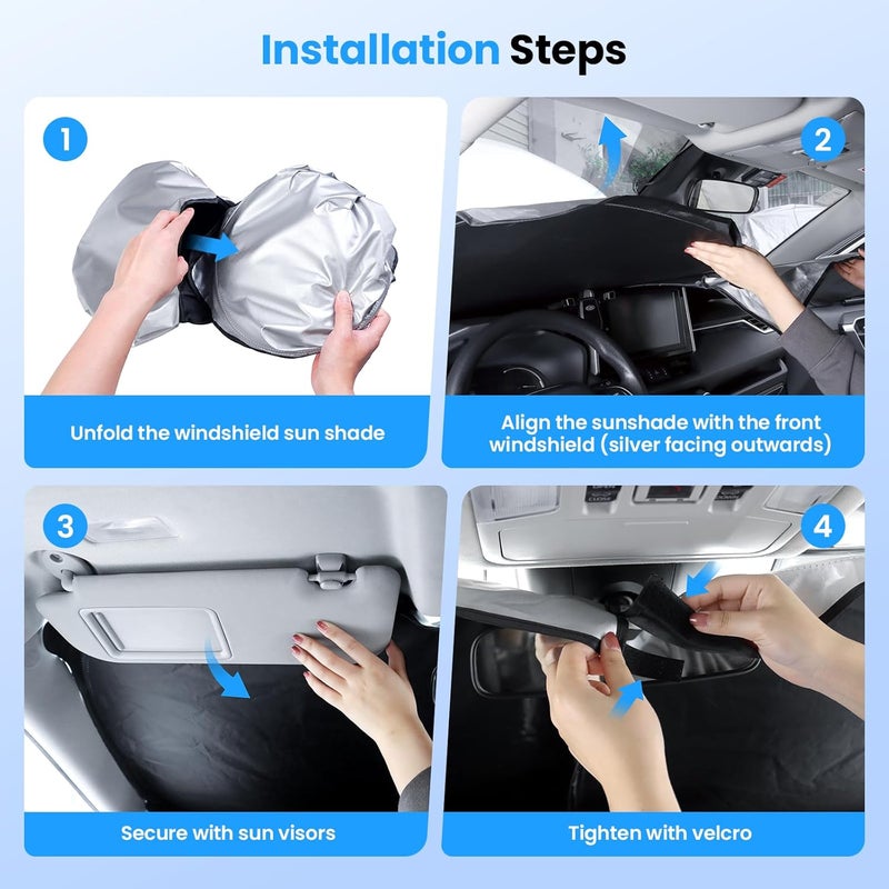 Canvcle Stable inert material Windshield Sun Shade for Toyota Prius 2023-2025 2026 Accessories Thicken 6-Layer Front Window Sunshade Cover Sun Visor Protector Foldable Block UV Rays Keep Vehicle Cool Multi-use well-engineered build - Image 5