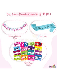 WOBBOX Wobbox Baby Shower Decoration Items| Baby Shower Ceremony Photo Booth Props for Photoshoot, Baby Shower Banner& Mom to Be Sash, Godh Bharai Ceremony Decoration Kit-(FP1916)  - Image 2
