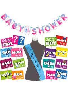 WOBBOX Wobbox Baby Shower Decoration Items| Baby Shower Ceremony Photo Booth Props for Photoshoot, Baby Shower Banner& Mom to Be Sash, Godh Bharai Ceremony Decoration Kit-(FP1916)  - Image 1