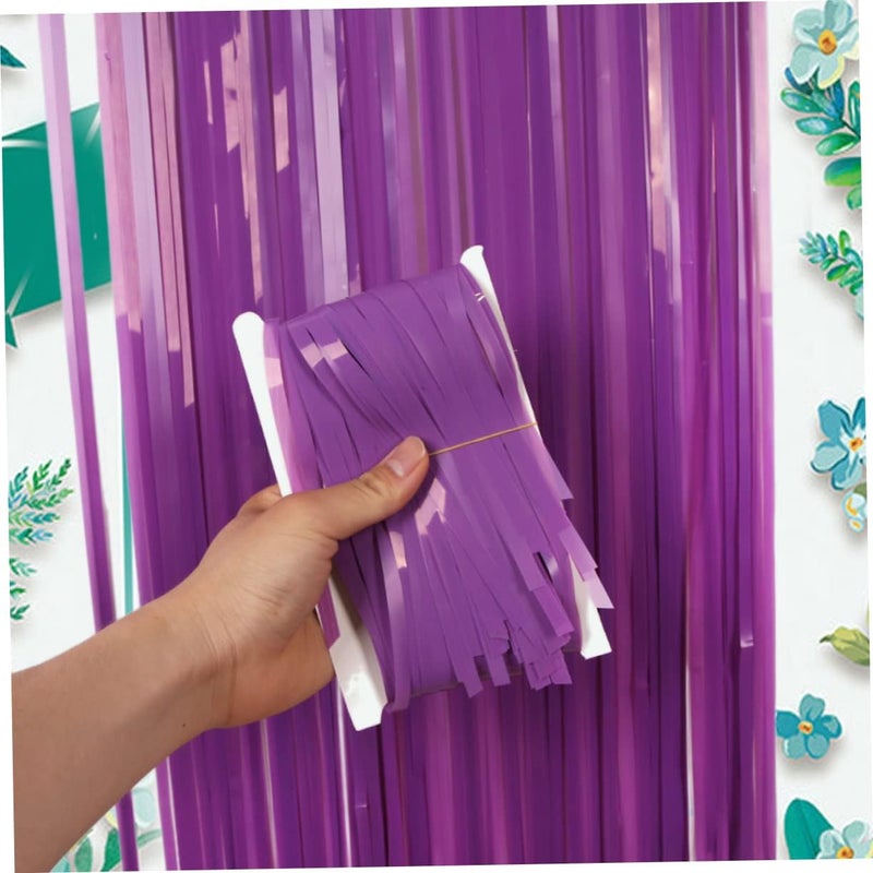 LABRIMP Tassel Table Skirt with for Purple Photo Backdrop Versatile Tablecloth for Birthdays and Festivals Material - Image 2
