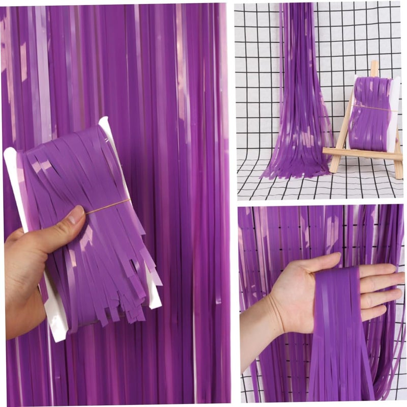 LABRIMP Tassel Table Skirt with for Purple Photo Backdrop Versatile Tablecloth for Birthdays and Festivals Material - Image 4