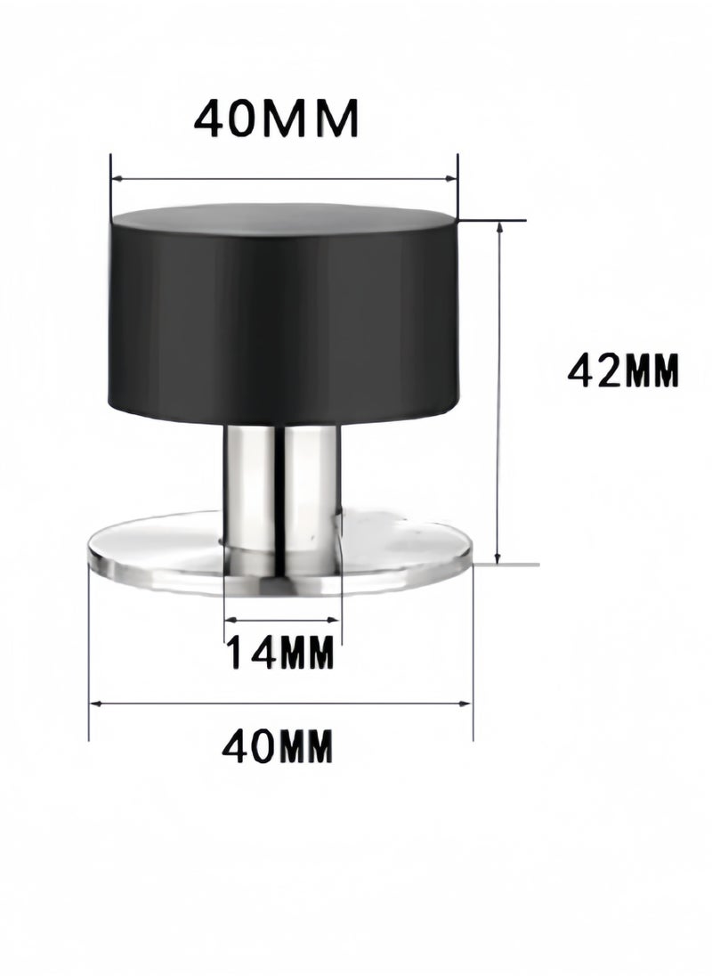 Lee Yon 2-Piece Door Stoppers Stop with Extra Stickers, Self-Adhesive Door Stops with Black Rubber Bumper & Stainless Steel Body - Heavy Duty Door Knob Wall Protector Sound Dampening for Home & Office Use, Black,40*42mm  - Image 2