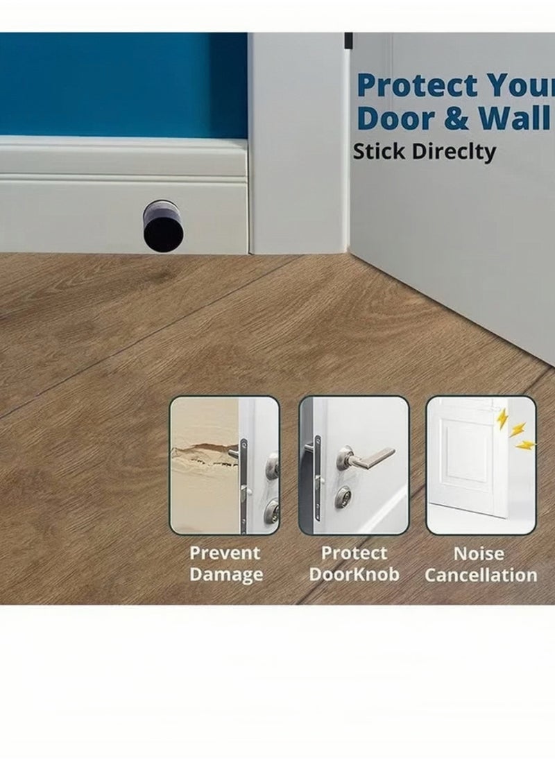 Lee Yon 2-Piece Door Stoppers Stop with Extra Stickers, Self-Adhesive Door Stops with Black Rubber Bumper & Stainless Steel Body - Heavy Duty Door Knob Wall Protector Sound Dampening for Home & Office Use, Black,40*42mm  - Image 4