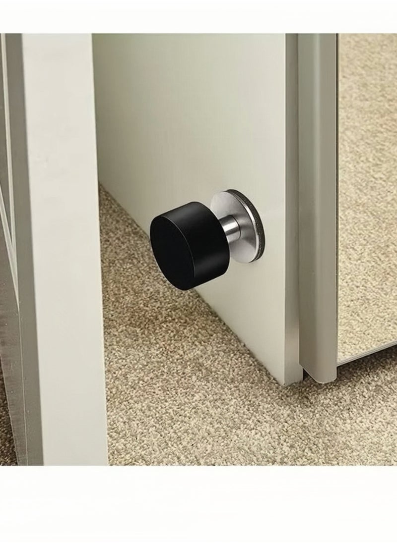Lee Yon 2-Piece Door Stoppers Stop with Extra Stickers, Self-Adhesive Door Stops with Black Rubber Bumper & Stainless Steel Body - Heavy Duty Door Knob Wall Protector Sound Dampening for Home & Office Use, Black,40*42mm  - Image 5