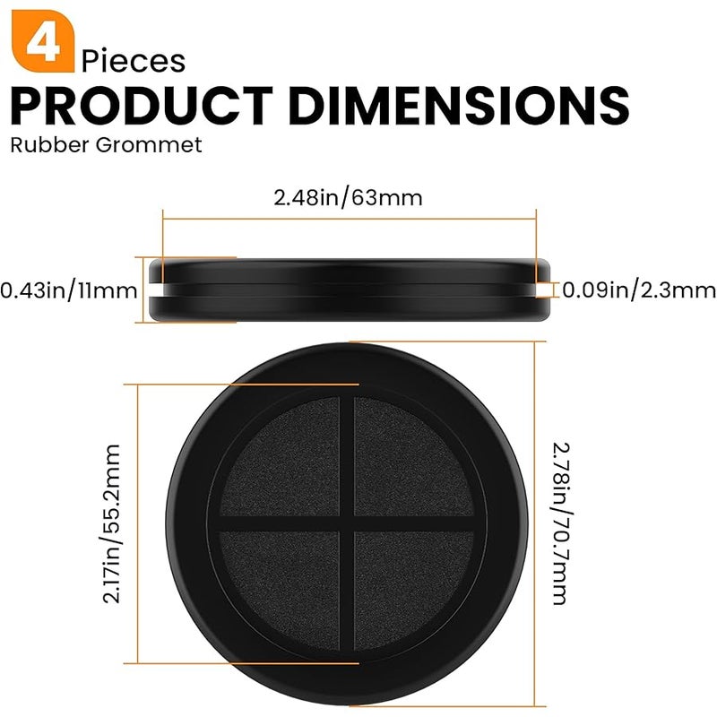 Aifeier ET Firewall Rubber Grommets 2-1/8 ID 2-1/2 Drill Hole Double-Sided Hole Plugs for Wire Protection - 4 PCS - Image 2