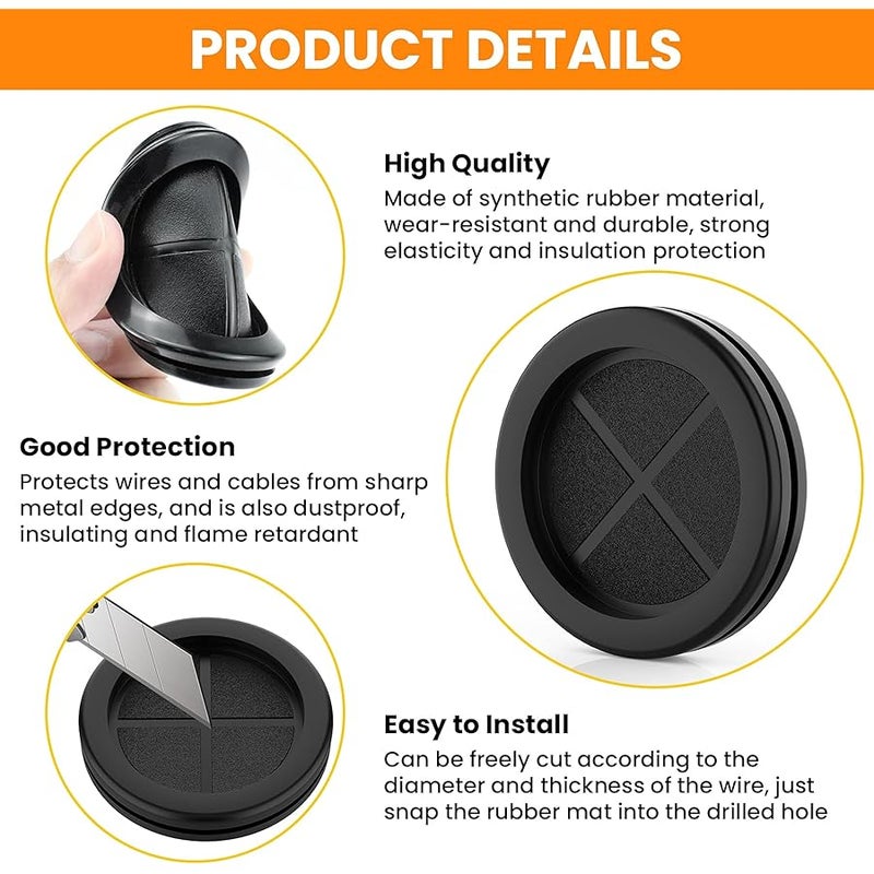 Aifeier ET Firewall Rubber Grommets 2-1/8 ID 2-1/2 Drill Hole Double-Sided Hole Plugs for Wire Protection - 4 PCS - Image 3