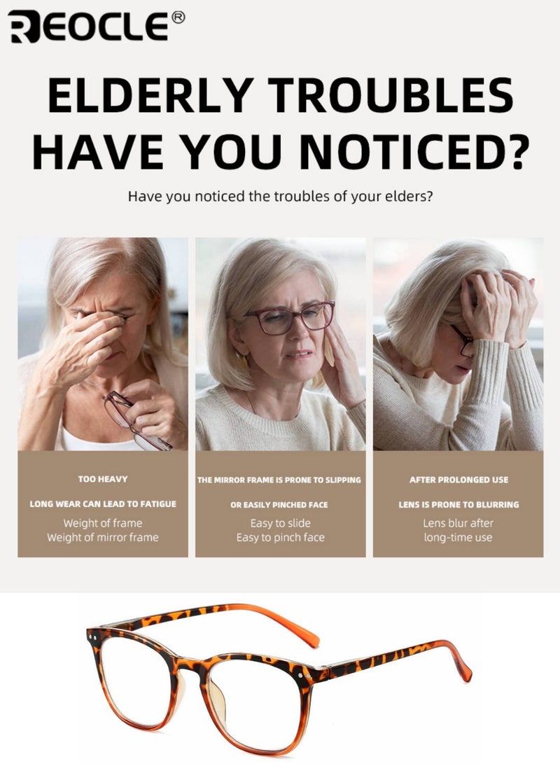 ريوكل نظارات نسائية مضادة للضوء الأزرق بإطار عصري بسيط يقلل من إجهاد العين مع حقيبة تخزين محكمة الغلق نظارات متخصصة لمن هم في منتصف العمر وكبار السن للقراءة اليومية - Image 5