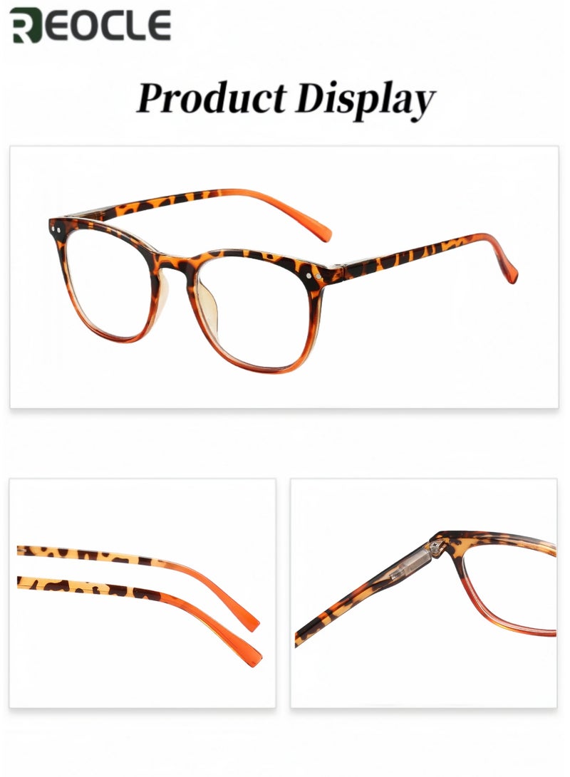 ريوكل نظارات نسائية مضادة للضوء الأزرق بإطار عصري بسيط يقلل من إجهاد العين مع حقيبة تخزين محكمة الغلق نظارات متخصصة لمن هم في منتصف العمر وكبار السن للقراءة اليومية - Image 3