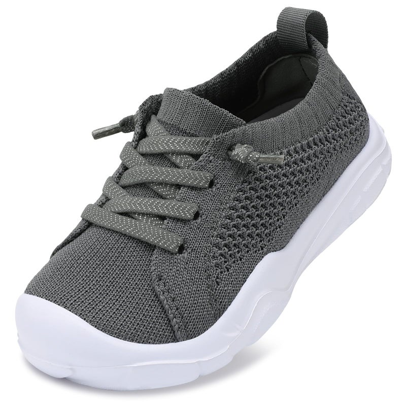 LeIsfIt Toddler Barefoot Shoes Girls Boys Lightweight Sneakers Kids Tennis Shoes Slip on Shoes Dark Grey Size 5 - Image 1