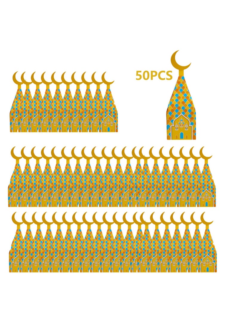 50 Pieces Candy Packaging Cardboard Box For Eid Mubark Ramadan Kareem Party Souvenir - Image 1