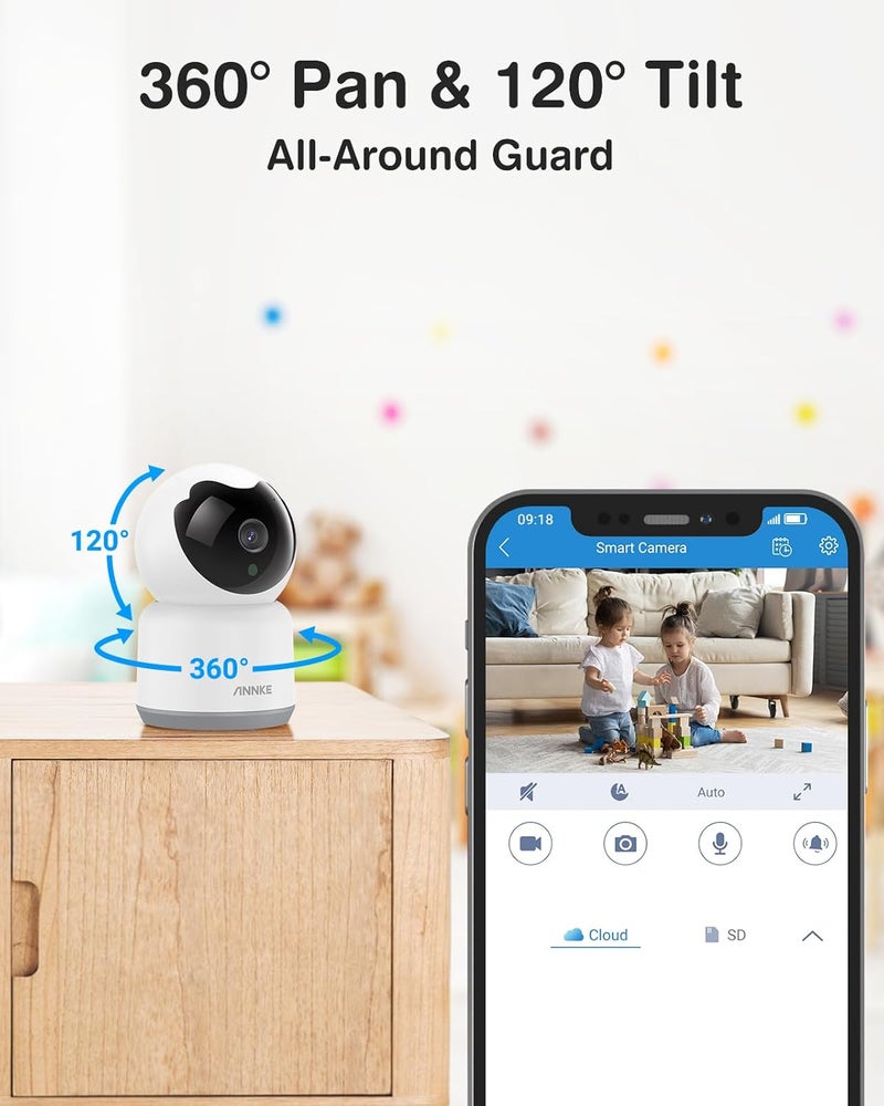 ANNKE 2K Indoor Security Camera Wireless, 360°Pan/Tilt Baby & Pet Monitor Wifi Camera for Home with Two-Way Audio, Night Vision, Smart Human/Sound Motion Detection, Cloud/SD Storage, Works with Alexa - Image 3