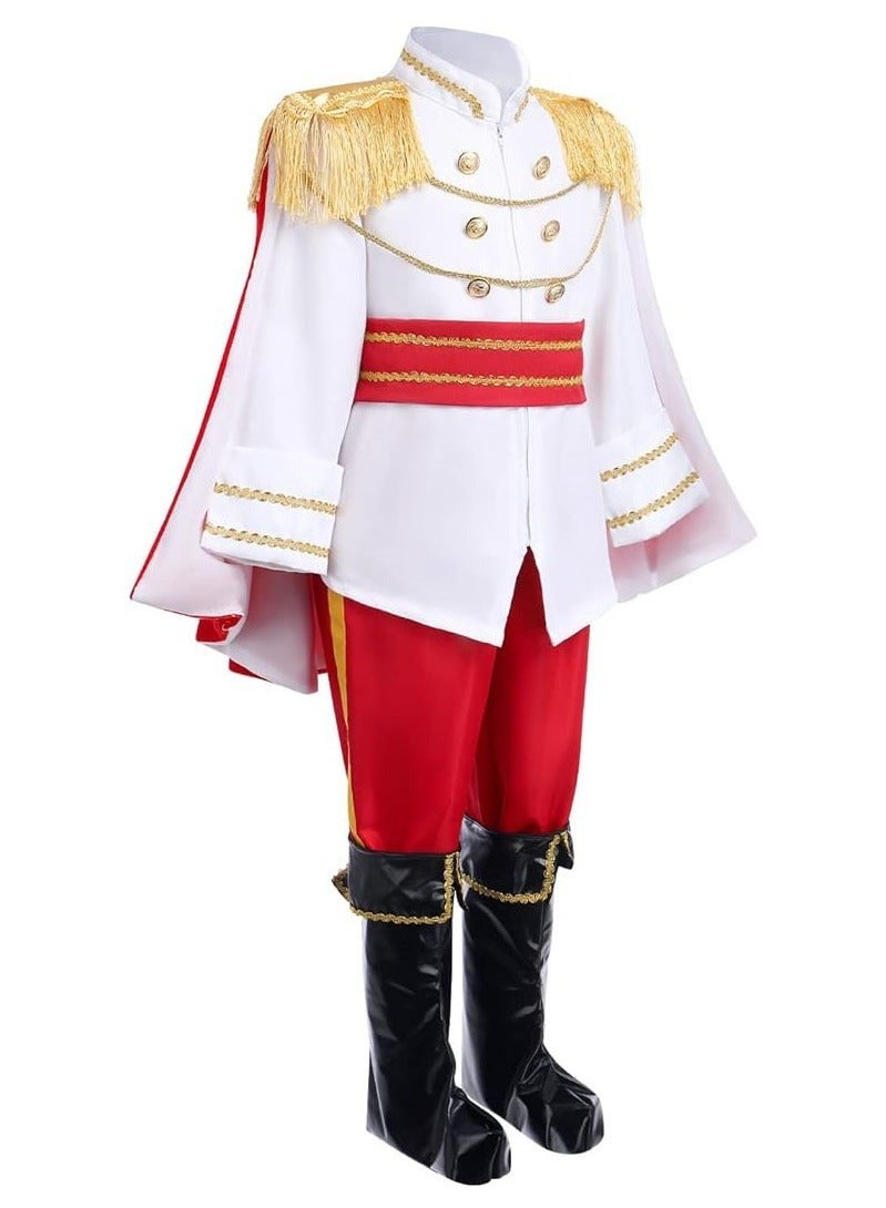 Prince Charming Cosplay Costume for Toddler Kid Medieval Royal Prince Jacket Pants Crown Dress Up Party Outfit For Boys - Image 3