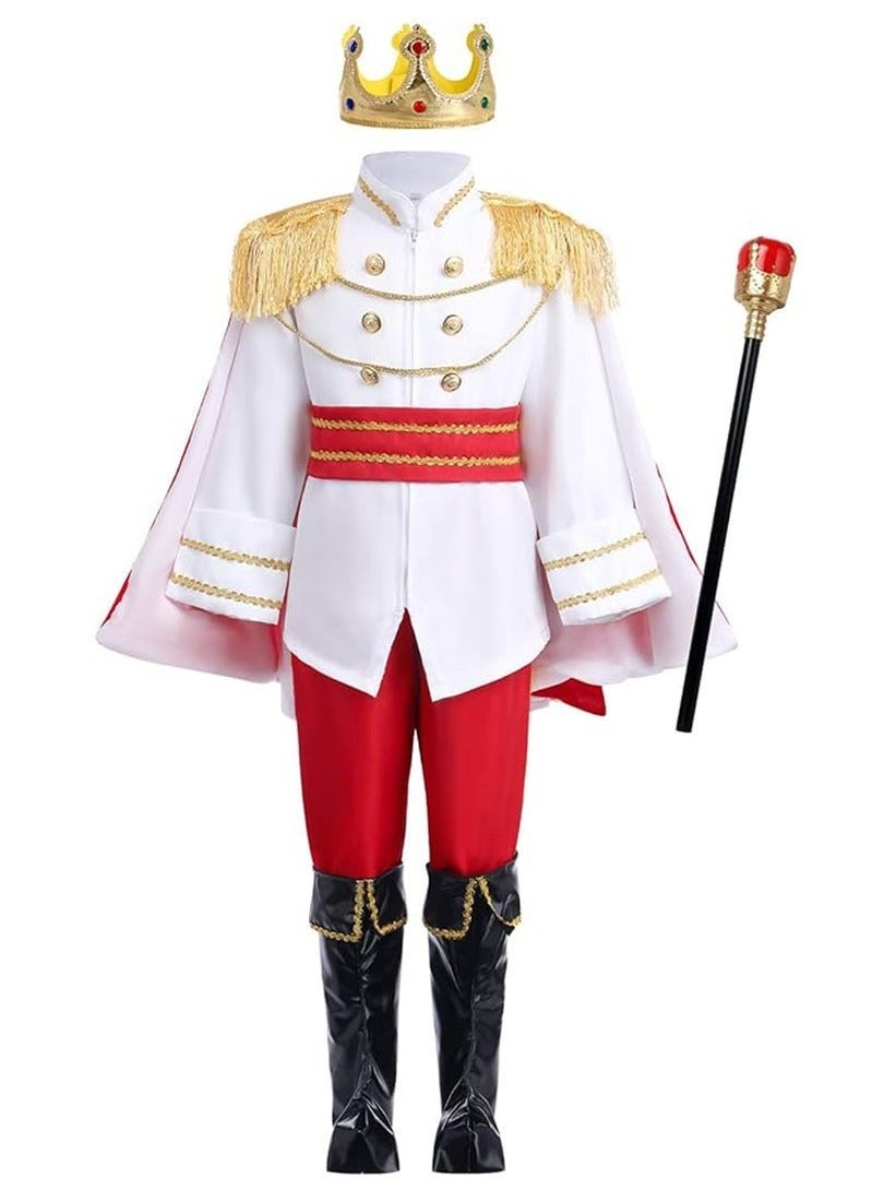 Prince Charming Cosplay Costume for Toddler Kid Medieval Royal Prince Jacket Pants Crown Dress Up Party Outfit For Boys - Image 2