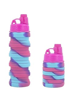 500ML Collapsible Water Bottle, Reuseable Silicone Foldable Leak Proof Portable Sports Travel Water Bottles For Outdoor, Travel Gym Hiking, BPA Free, Cycling Cups with Carabiner (Camouflage Red)