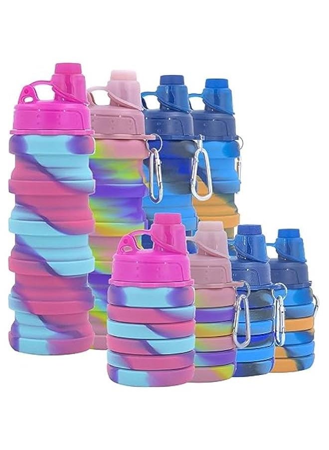 Generic - 500ML Collapsible Water Bottle, Reuseable Silicone Foldable Leak Proof Portable Sports Travel Water Bottles For Outdoor, Travel Gym Hiking, BPA Free, Cycling Cups with Carabiner (Camouflage Red) - Image 1