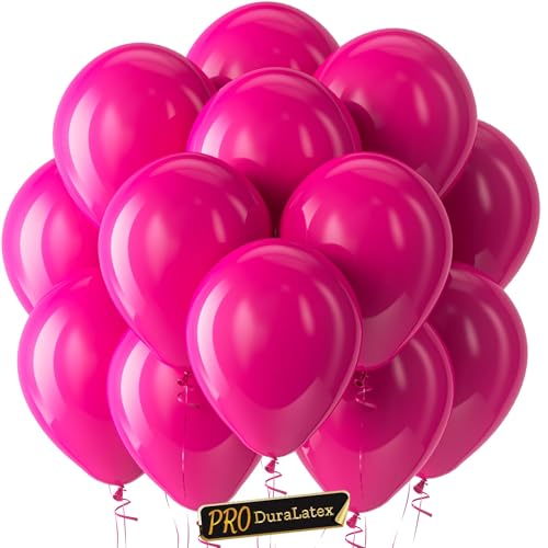 Bezente Pro Duralatex Hot Pink Balloons 100 Pack 12 inch ExtraThick Pink Balloons for LongLasting Professional Party Decorations Large Birthday Wedding Valentines Day Girls Party - Image 1