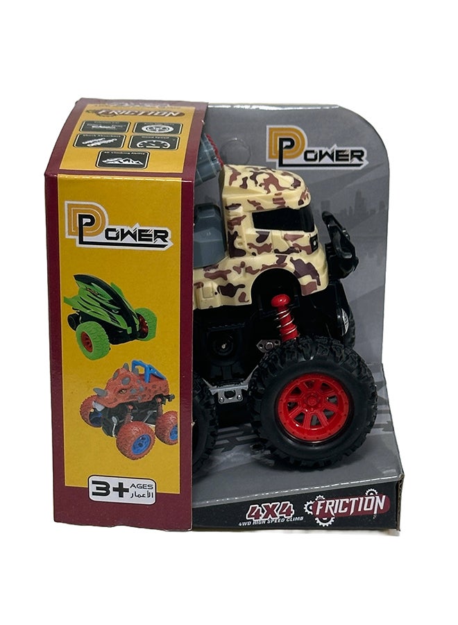 D-Power دي-باور - سيارة حيلة عسكرية احتكاك - لون كاكي بني | سيارات حيلة، بدون بطاريات، هدية مثالية للأطفال | 3+ - Image 1