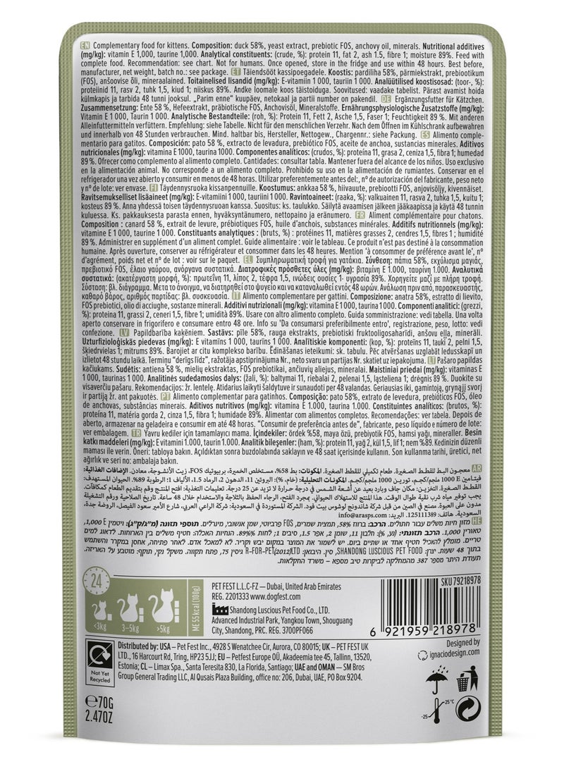 كات فيست موس البط للقطط الصغيرة – تركيبة باتيه ناعمة عالية البروتين مع التورين وفيتامين E لدعم النمو الصحي والمناعة والقلب والبصر – تغذية يومية متكاملة – 70 جم - Image 2